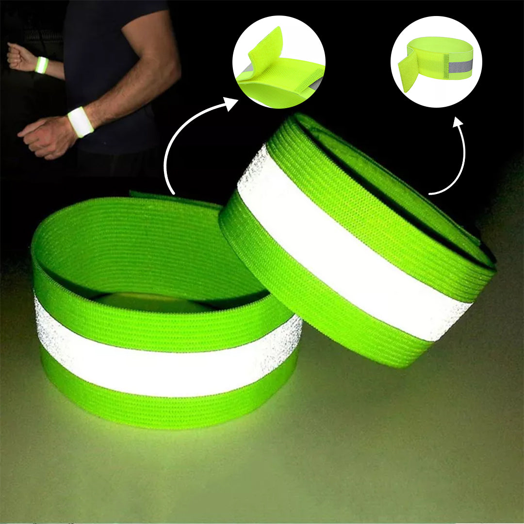 High Visibility Bands – Adjustable Reflective Arm Band Safety Bands for Running Jogging Cycling Walking & Sports Sports & Outdoor - Tophatter Daily Deals