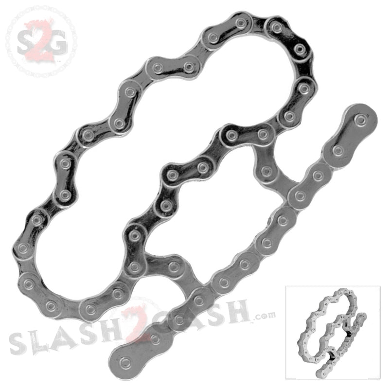Bike Chain Link Knuckles Heavy Duty Biker Paperweight - Standard Silver Chrome Belt Buckle - Tophatter Daily Deals