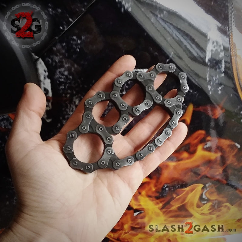Bike Chain Link Knuckles Heavy Duty Biker Paperweight - Large Belt Buckle - Tophatter Daily Deals