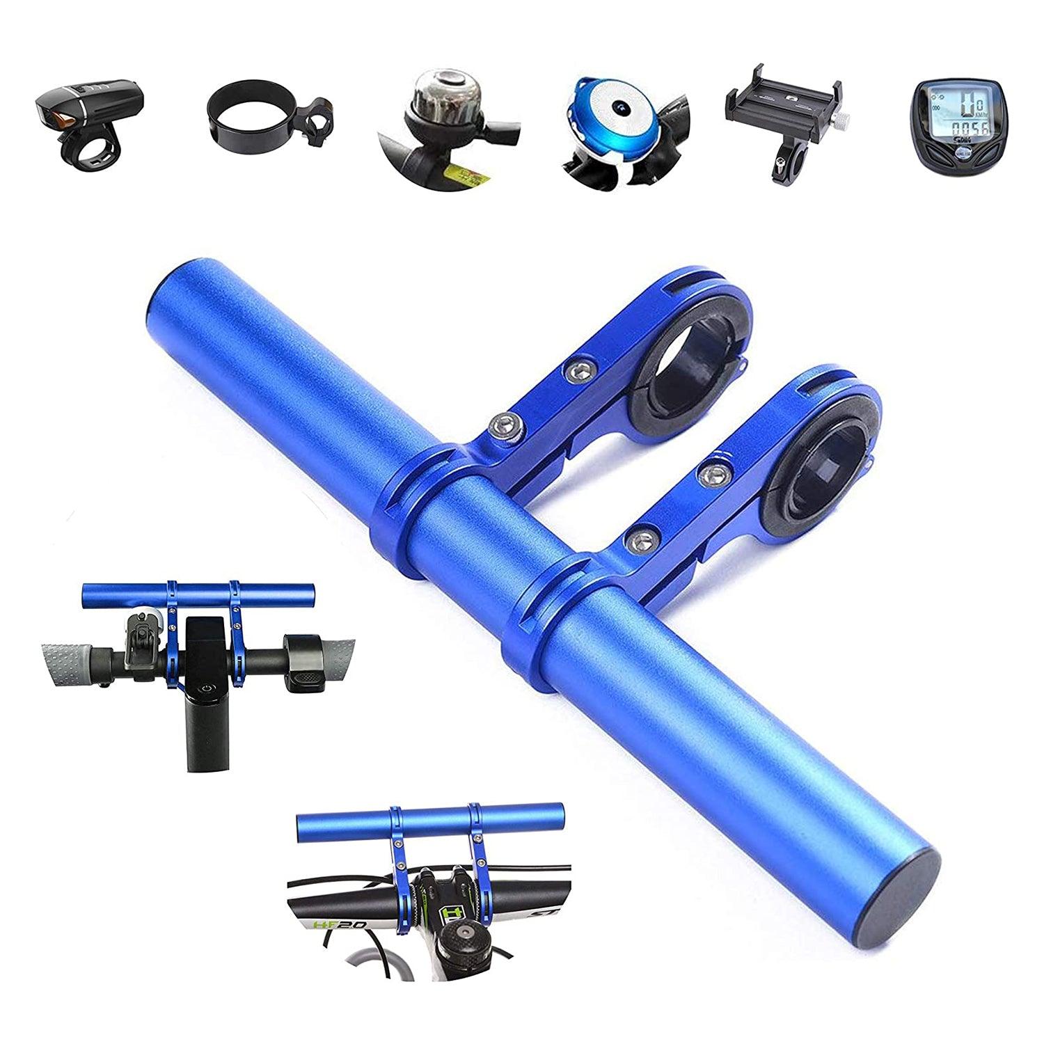 Bike Handlebar Extender - 2PCS Clamp Brackets and 1PC Hex Wrench, Aluminum Universal Bicycle Handlebar Extension for Bicycle Light, Speedometer Blue Cycling - Tophatter Daily Deals