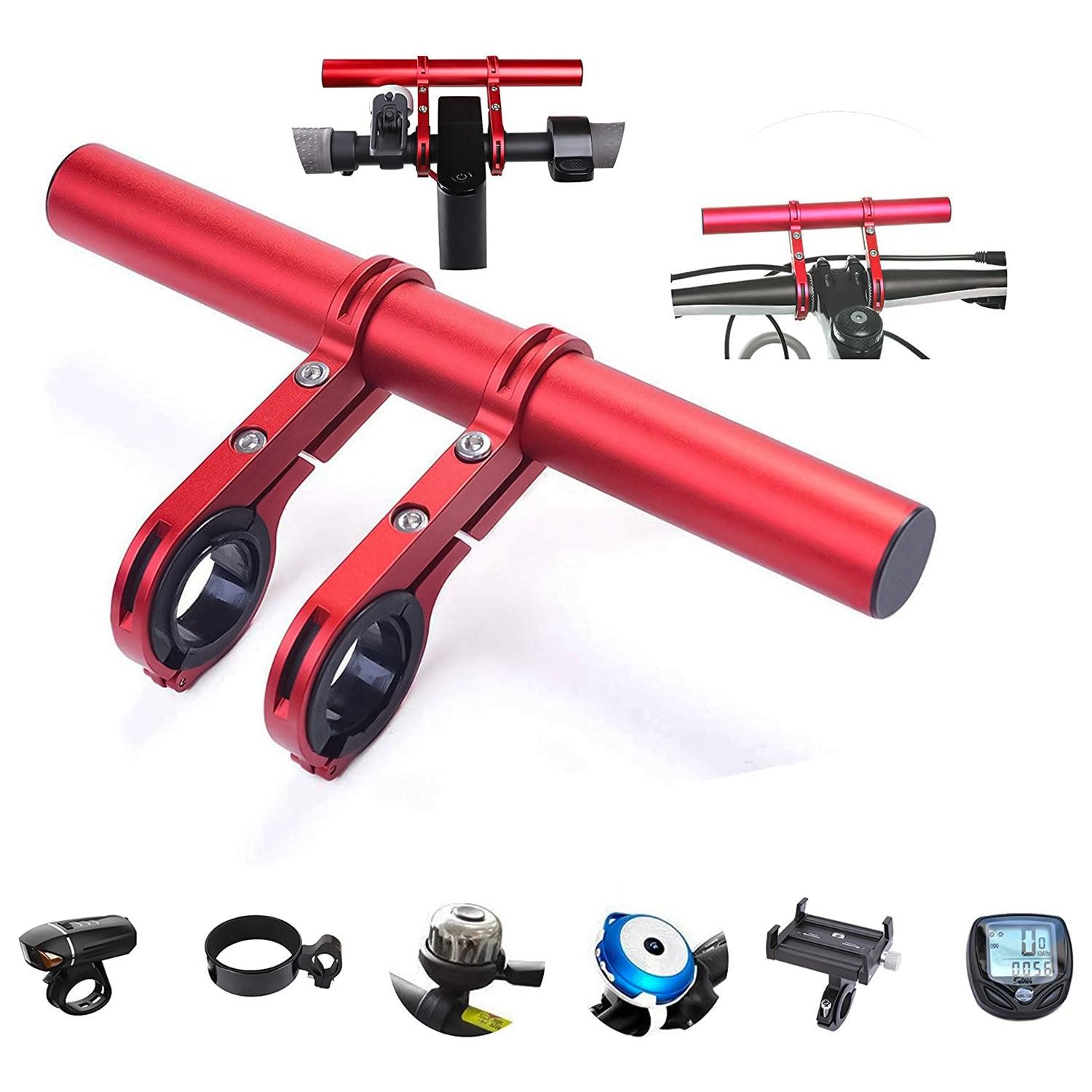Bike Handlebar Extender - 2PCS Clamp Brackets and 1PC Hex Wrench, Aluminum Universal Bicycle Handlebar Extension for Bicycle Light, Speedometer Red Cycling - Tophatter Daily Deals