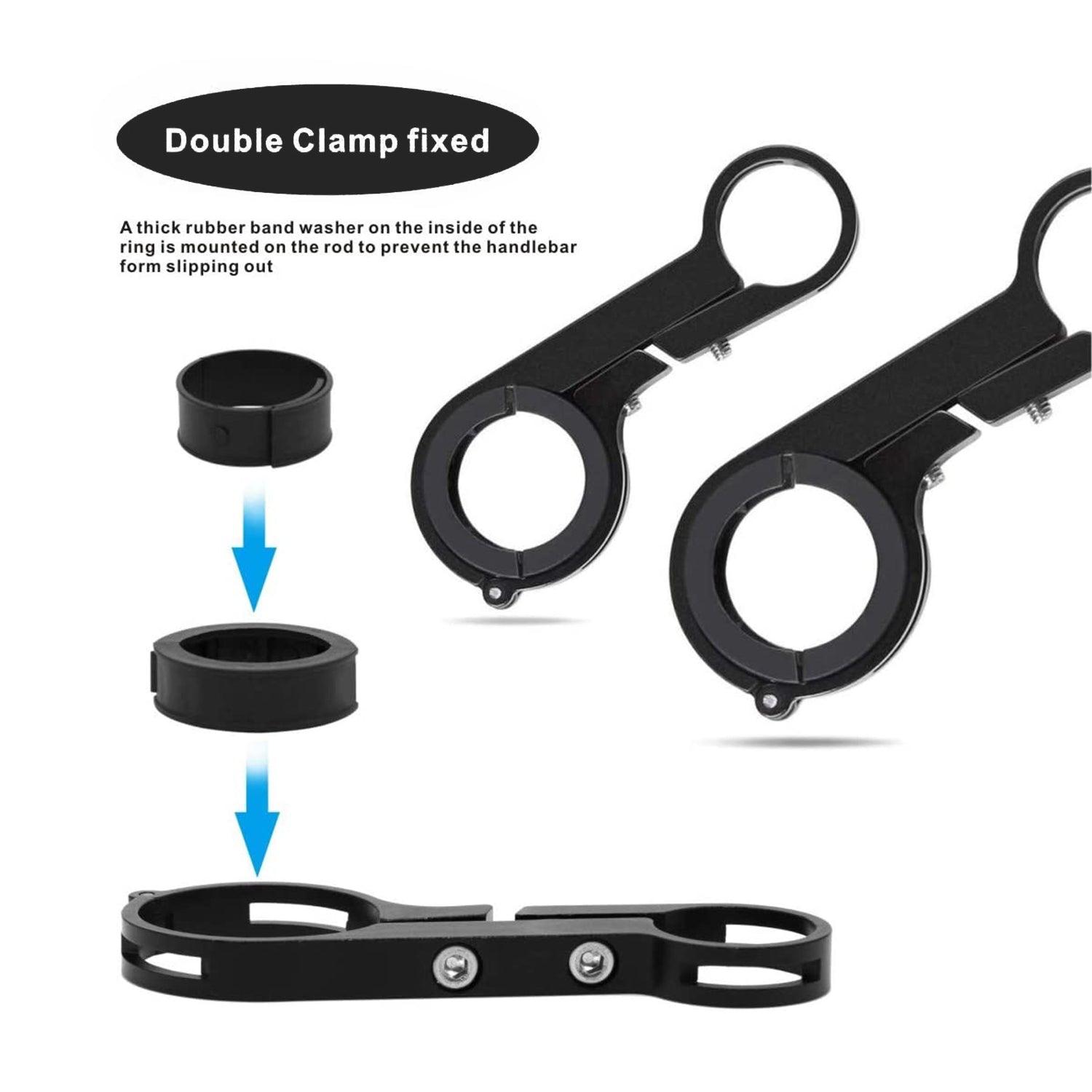 Bike Handlebar Extender - 2PCS Clamp Brackets and 1PC Hex Wrench, Aluminum Universal Bicycle Handlebar Extension for Bicycle Light, Speedometer Cycling - Tophatter Daily Deals