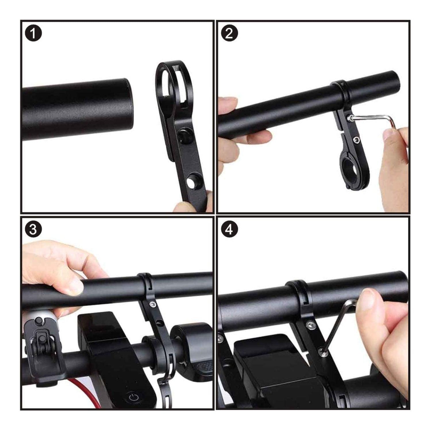 Bike Handlebar Extender - 2PCS Clamp Brackets and 1PC Hex Wrench, Aluminum Universal Bicycle Handlebar Extension for Bicycle Light, Speedometer Cycling - Tophatter Daily Deals