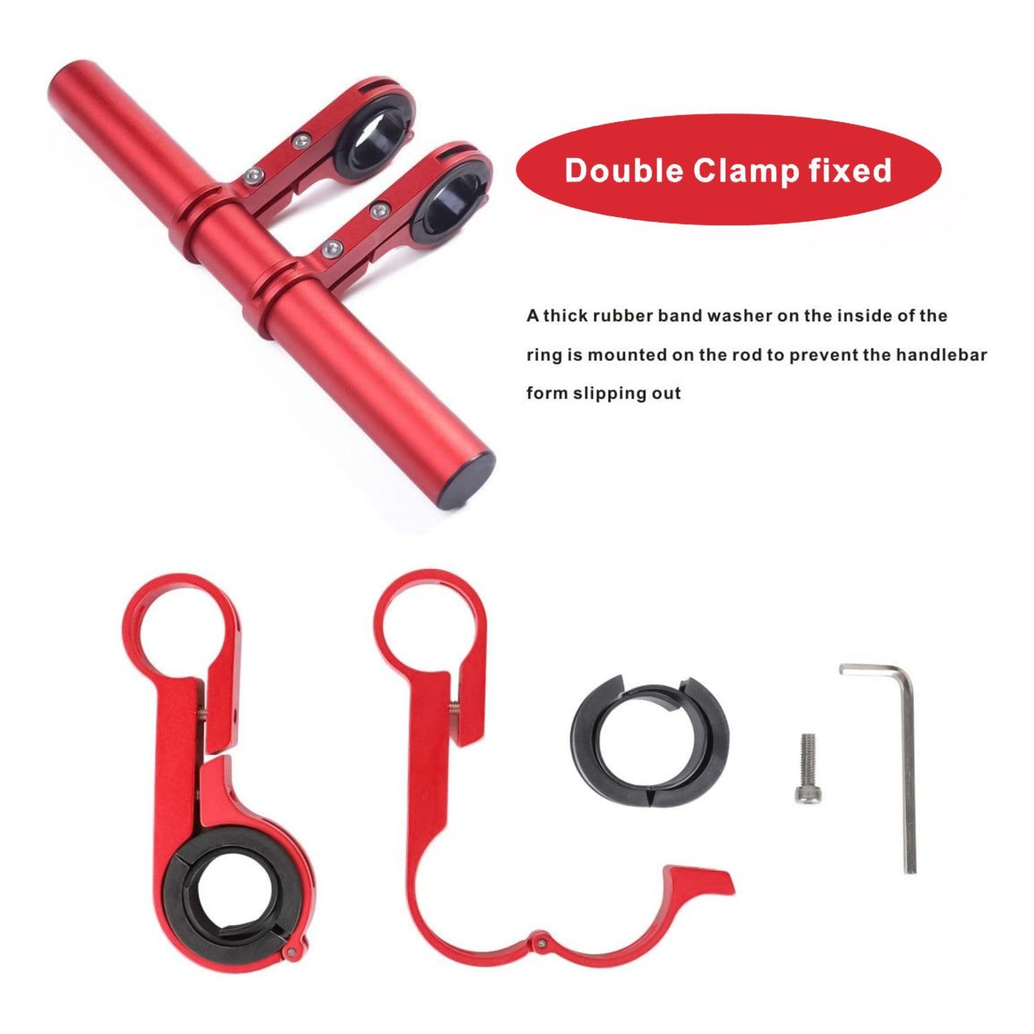 Bike Handlebar Extender - 2PCS Clamp Brackets and 1PC Hex Wrench, Aluminum Universal Bicycle Handlebar Extension for Bicycle Light, Speedometer Cycling - Tophatter Daily Deals