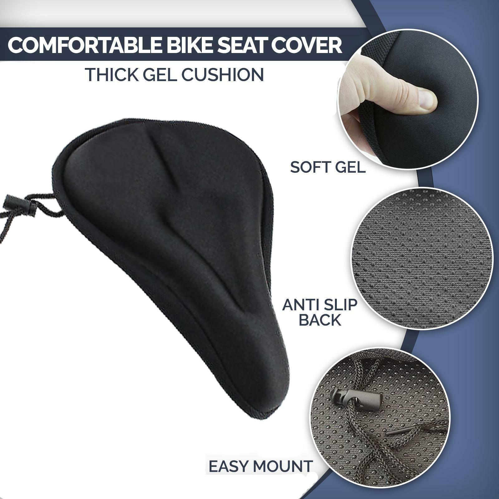 Most Comfortable Bike Saddle - Bike Seat Cover Cushion Padded Bicycle Gel Saddle Extra Comfort Spin Exercise Cycling - Tophatter Daily Deals