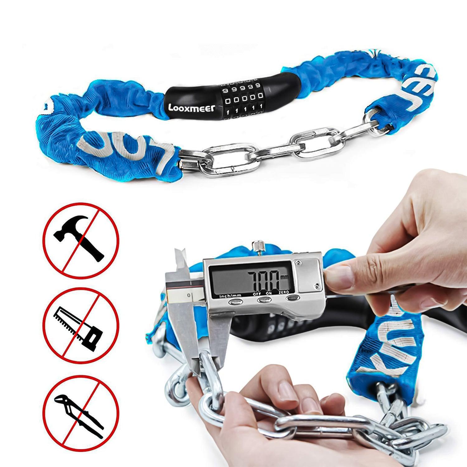 Best Bike Lock UK - Heavy Duty High Security 90cm 5-Digit Combination Chain Lock Cycling - Tophatter Daily Deals