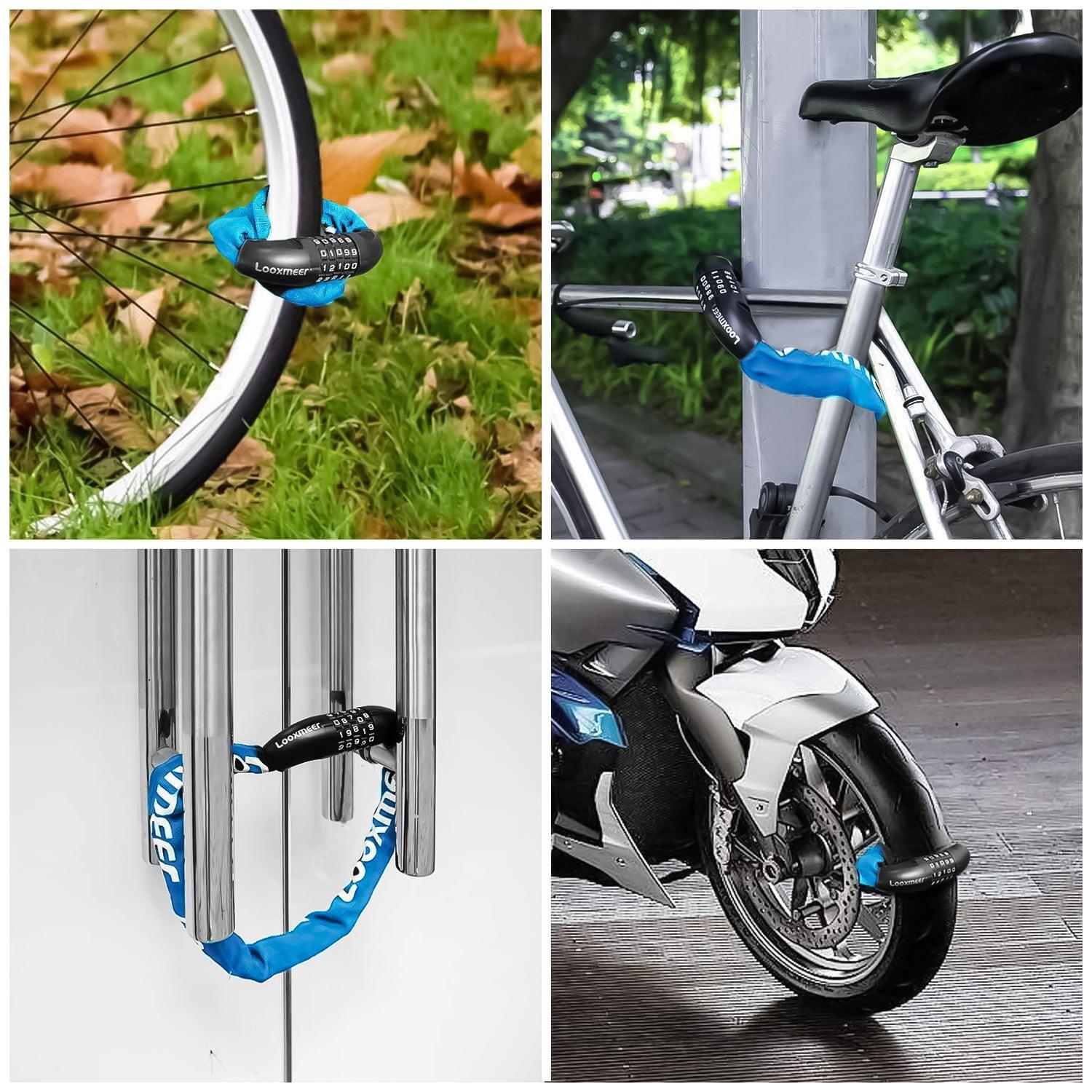 Best Bike Lock UK - Heavy Duty High Security 90cm 5-Digit Combination Chain Lock Cycling - Tophatter Daily Deals