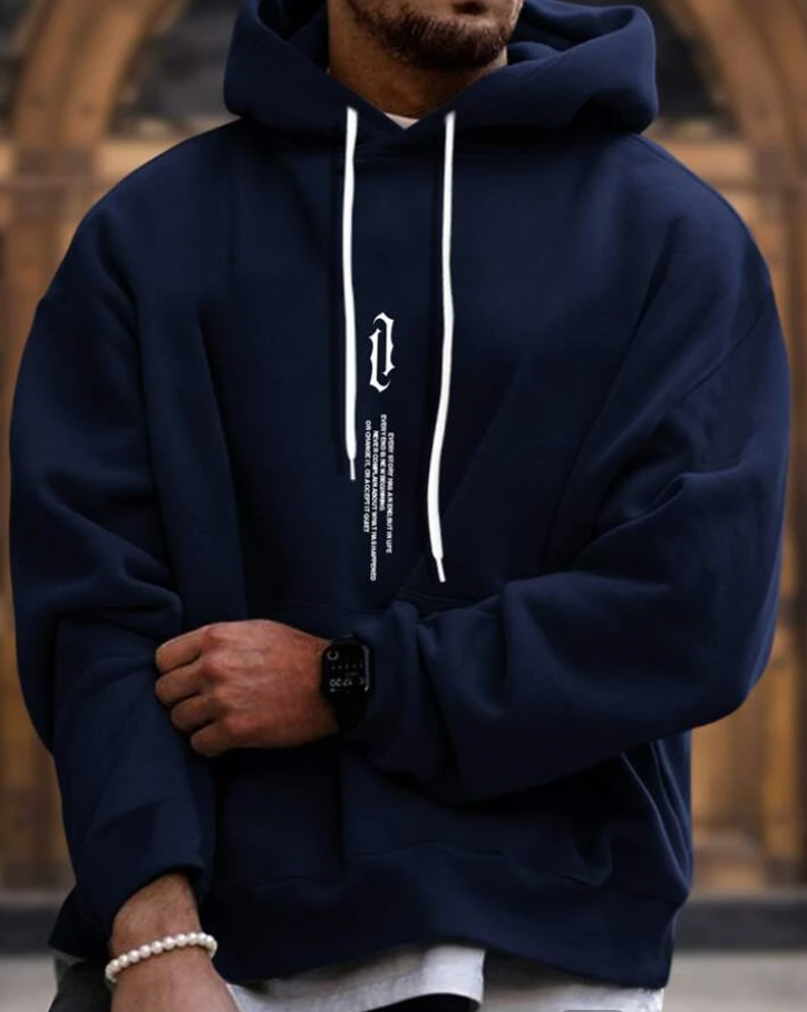 Oversized Cozy Men’s Hoodie - Relaxed Cut, Cotton Blend Blue - Tophatter Daily Deals