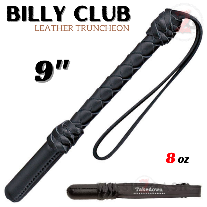 Billy Club Self Defense Real Leather Baton Police Truncheon - Small 9 Inch SD-Baton - Tophatter Daily Deals
