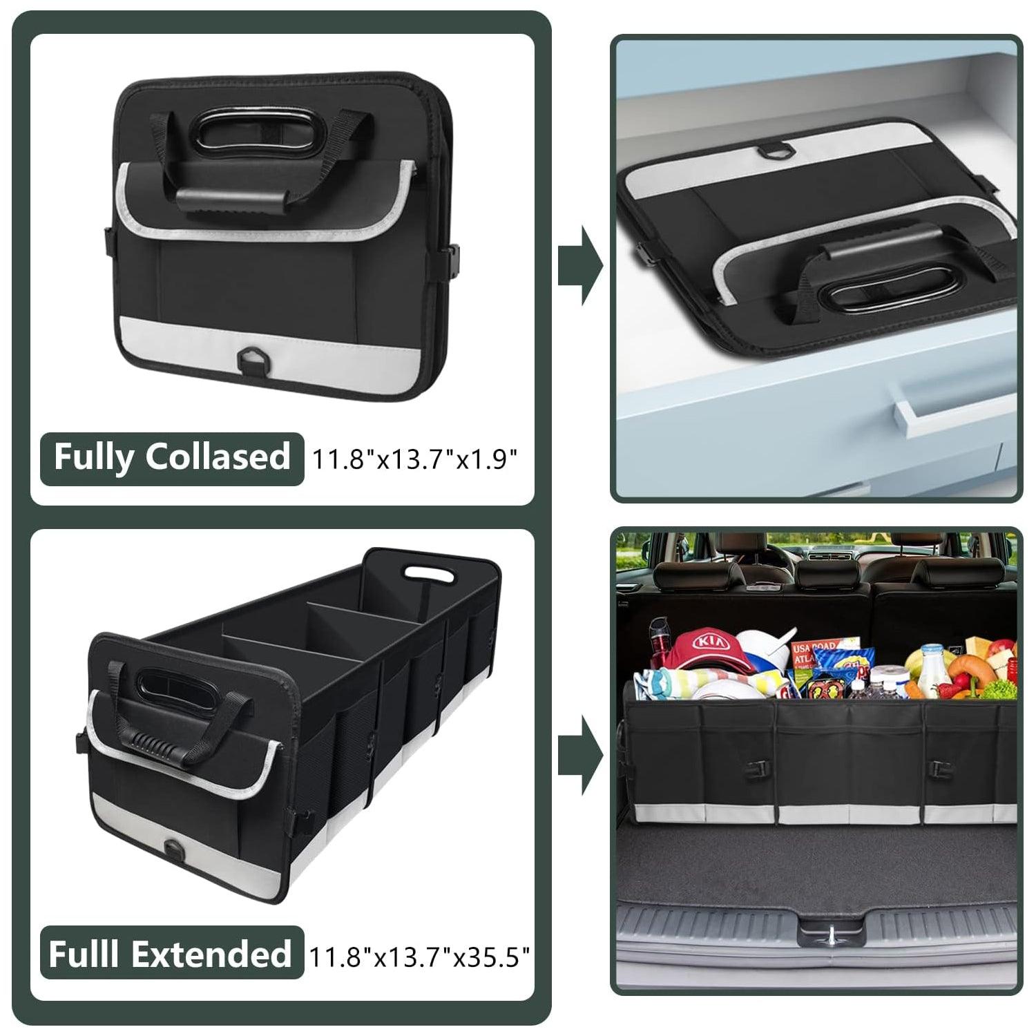 Car Boot Organiser - Heavy Duty Collapsible Foldable Tidy Pocket Storage Car Accessories - Tophatter Daily Deals