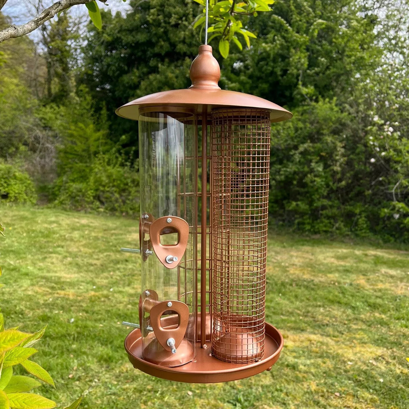 Bird Feeders on Trees - 3-in-1 Seed Nut Fat Ball Garden Feeding Station Hanging Wild Bird Feeder Copper Pet Products - Tophatter Daily Deals