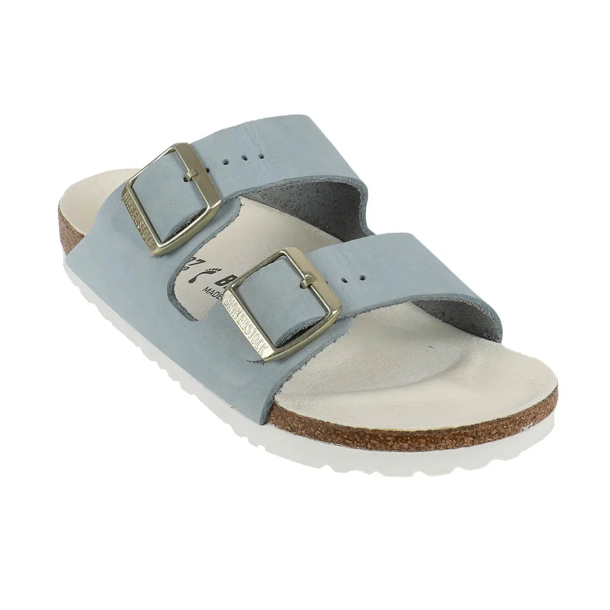 Birkenstock Arizona Nubuck Leather Sandals Sky Medium Narrow Footwear - Tophatter Daily Deals
