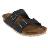 Birkenstock Arizona Nubuck Leather Sandals Steer Soft Gray Regular Wide Footwear - Tophatter Daily Deals