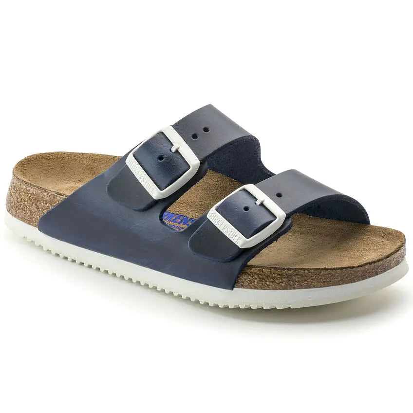 Birkenstock Arizona Soft Footbed Leather Sandals Blue 36 Medium Narrow Footwear - Tophatter Daily Deals