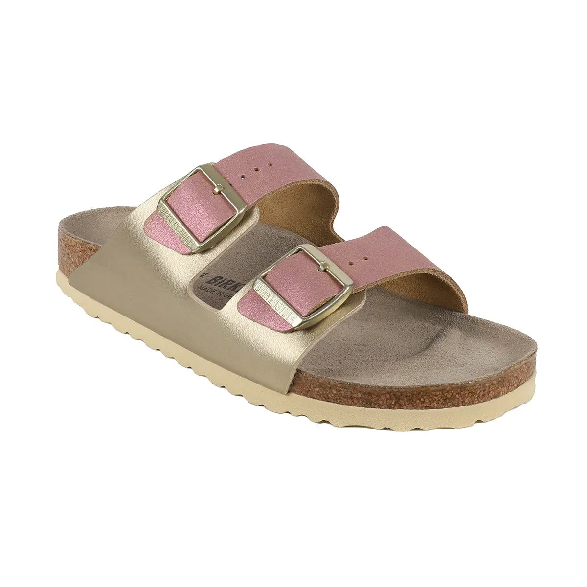 Birkenstock Arizona Suede Leather Sandals Metal Pink Medium Narrow Footwear - Tophatter Daily Deals