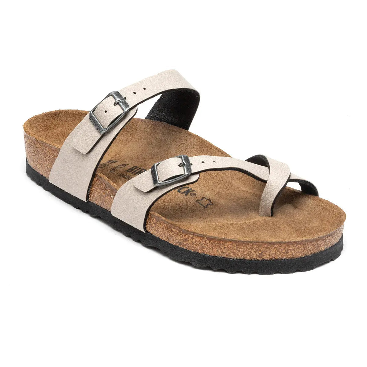 Birkenstock Mayari Birko-Flor Sandals Pull Up Stone Footwear - Tophatter Daily Deals