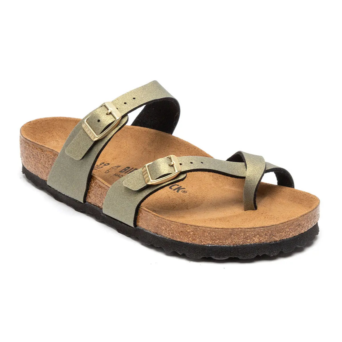 Birkenstock Mayari Birko-Flor Sandals Icy Stone Gold 39 Regular Wide Footwear - Tophatter Daily Deals