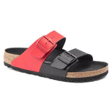 Birkenstock Split Birko-Flor Arizona Sandals Black Red 39 Medium Narrow Footwear - Tophatter Daily Deals