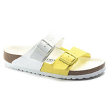 Birkenstock Split Birko-Flor Arizona Sandals White Lime Sour Medium Narrow Footwear - Tophatter Daily Deals