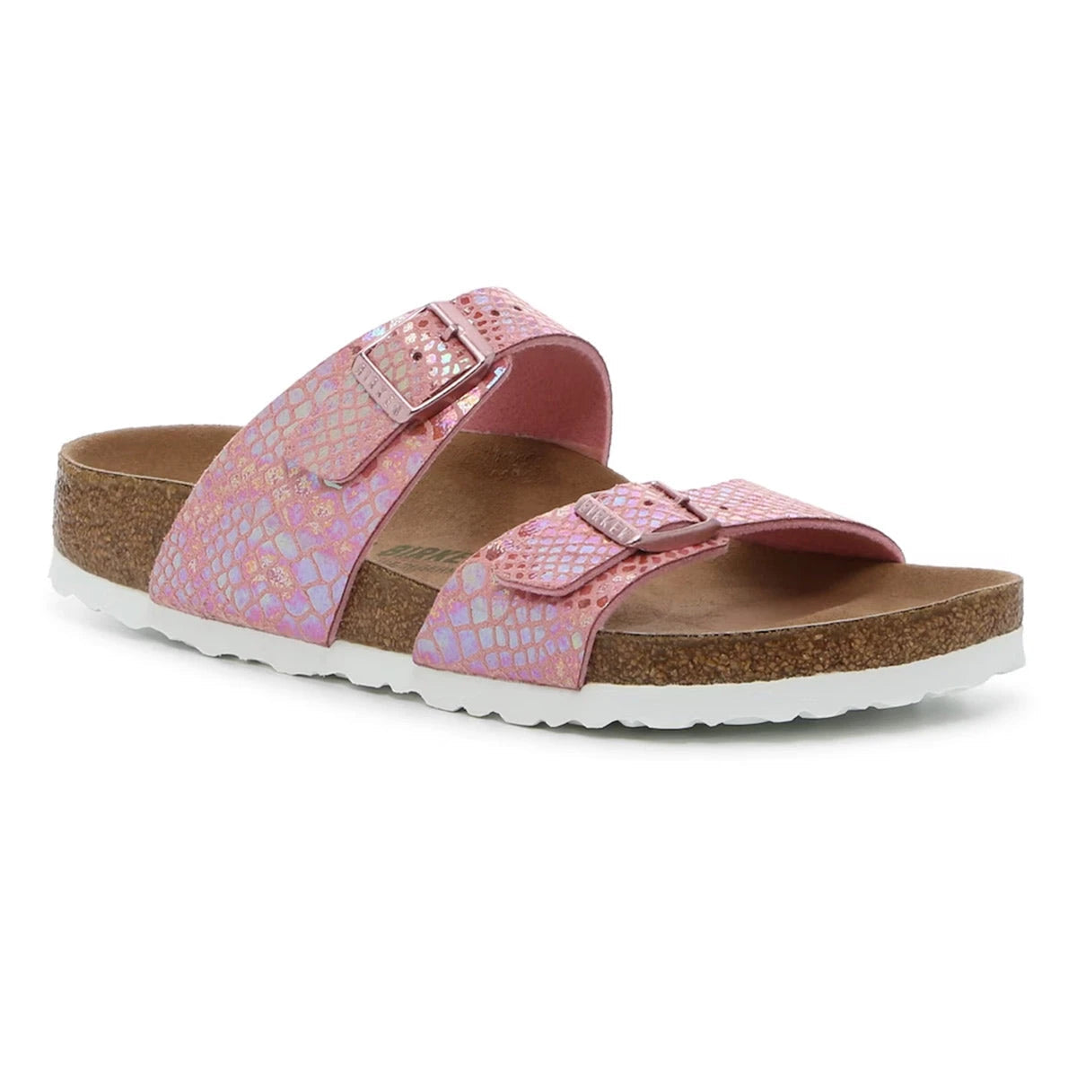 Birkenstock Women's Sydney Vegan Birko-Flor Sandals Rose Snake Medium Narrow Footwear - Tophatter Daily Deals