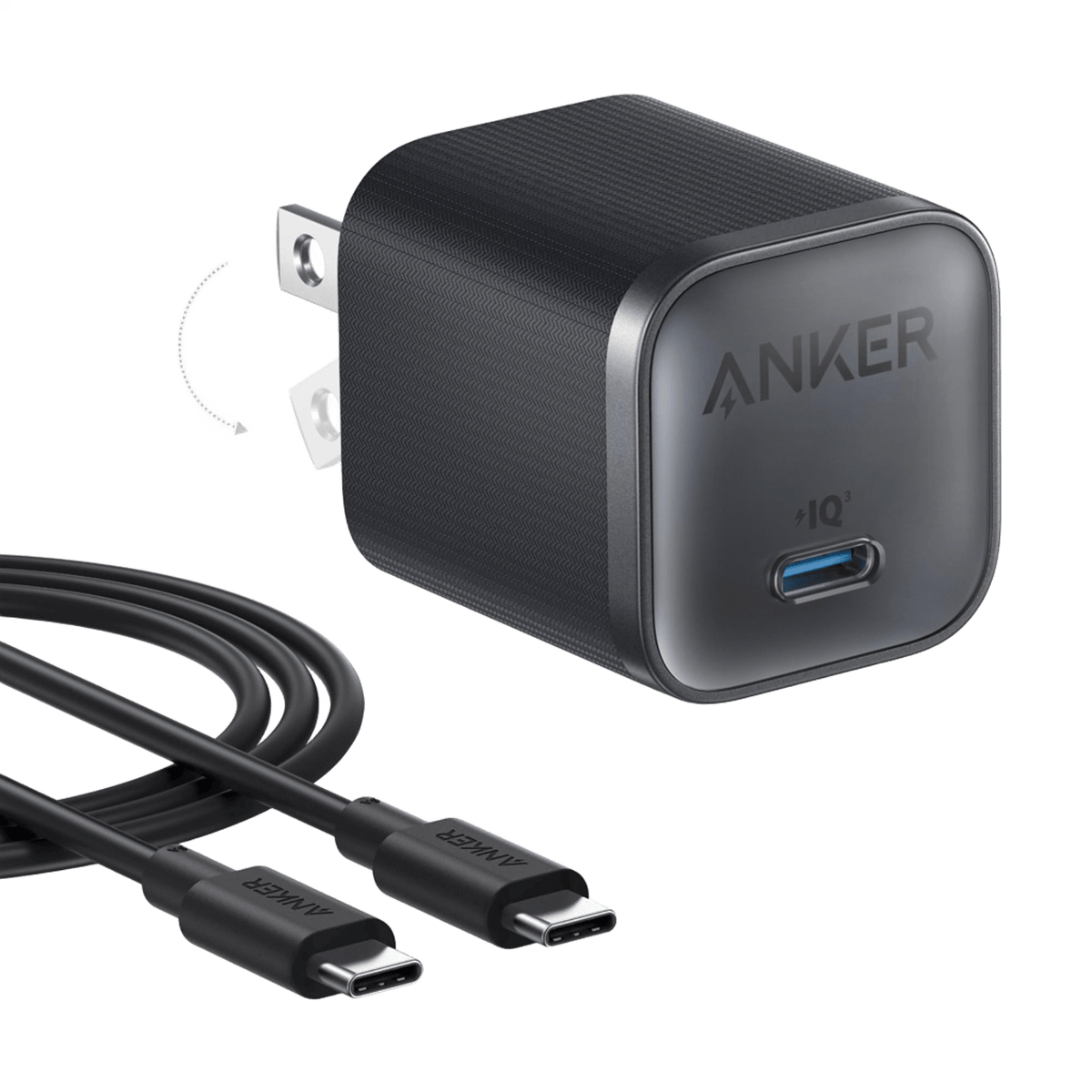 Anker Nano Charger (45W) with USB-C to USB-C Cable Black Batteries & Power Accessories - Tophatter Daily Deals
