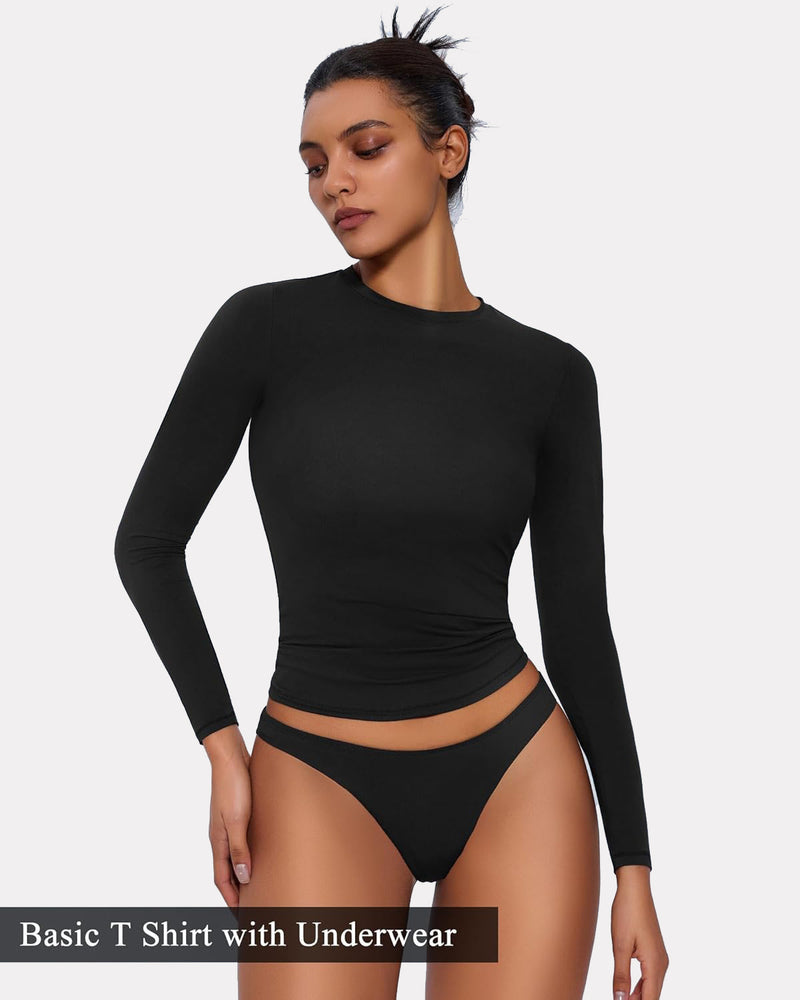Double Lined Basic Y2K Top with Underwear Shaperwear-bodysuit - Tophatter Daily Deals