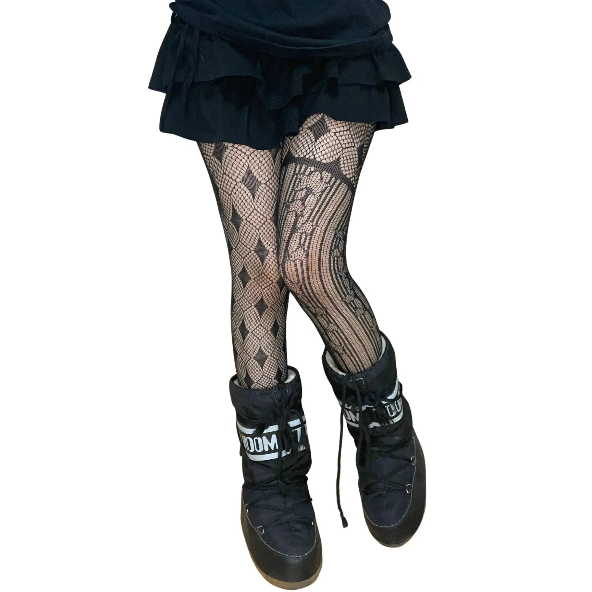 Black Alt Asymmetric Tights - Tophatter Daily Deals