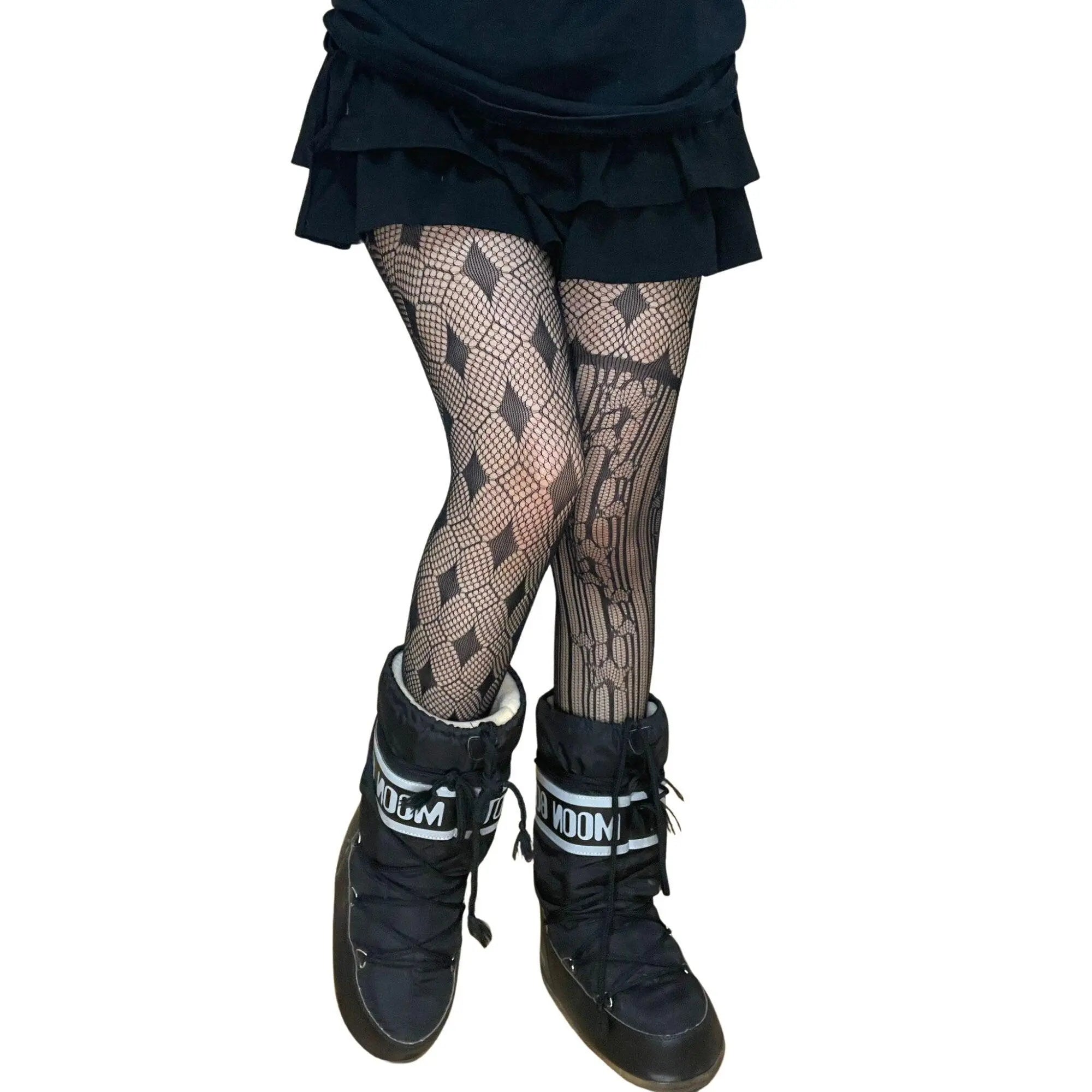 Black Alt Asymmetric Tights - Tophatter Daily Deals