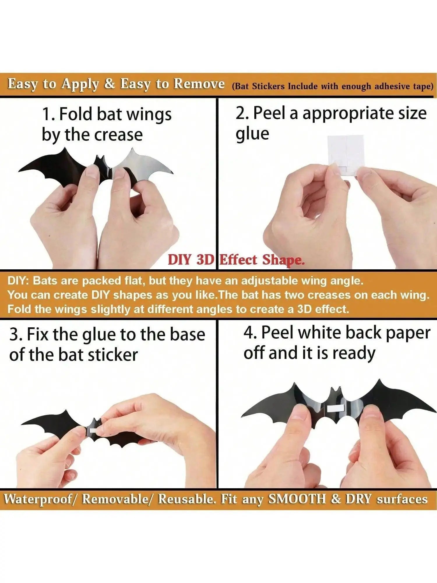 Black Bats Wall Decor Halloween Decor (60 pcs, 3D Waterproof) gadgets - Tophatter Daily Deals