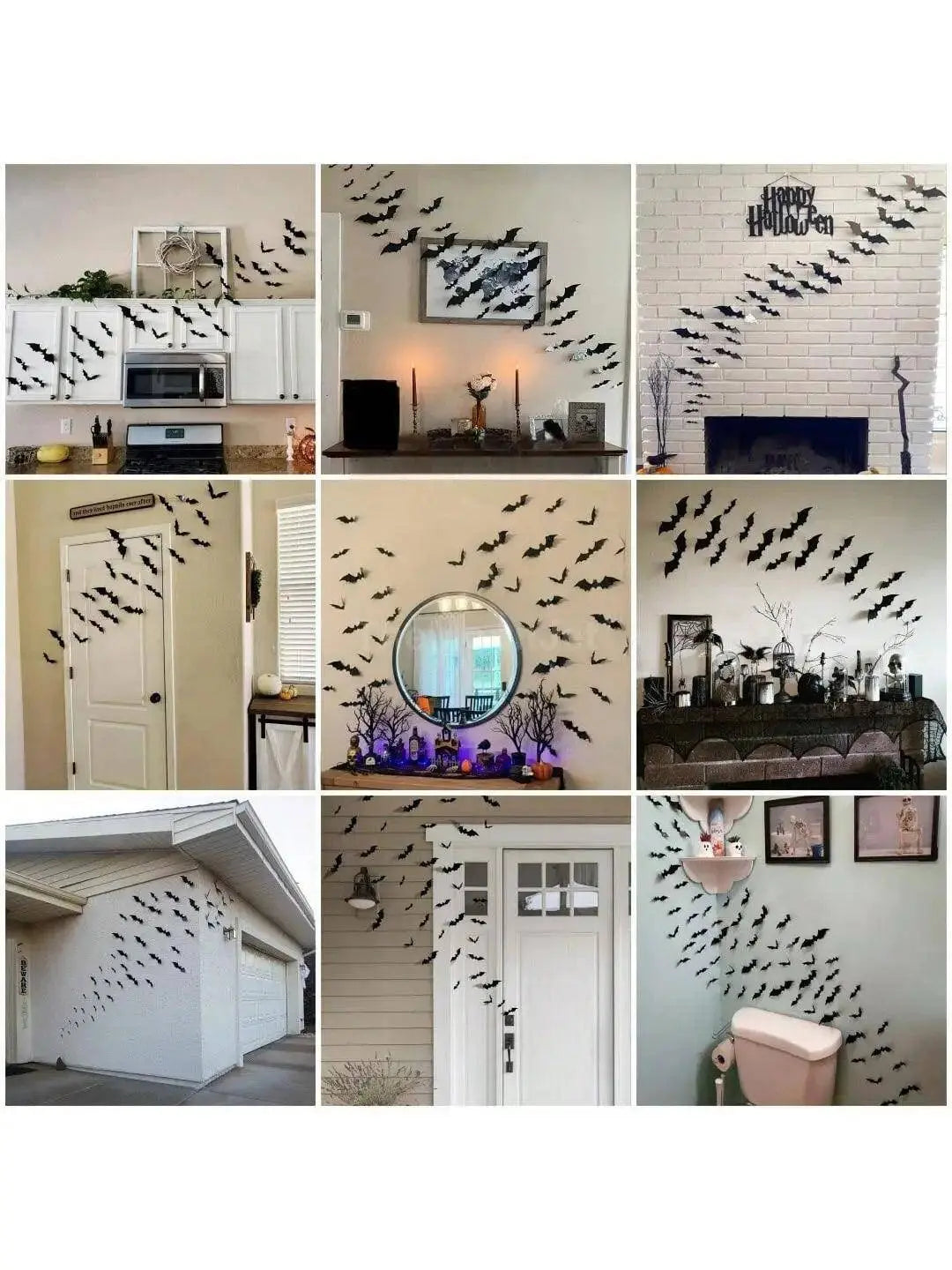 Black Bats Wall Decor Halloween Decor (60 pcs, 3D Waterproof) gadgets - Tophatter Daily Deals