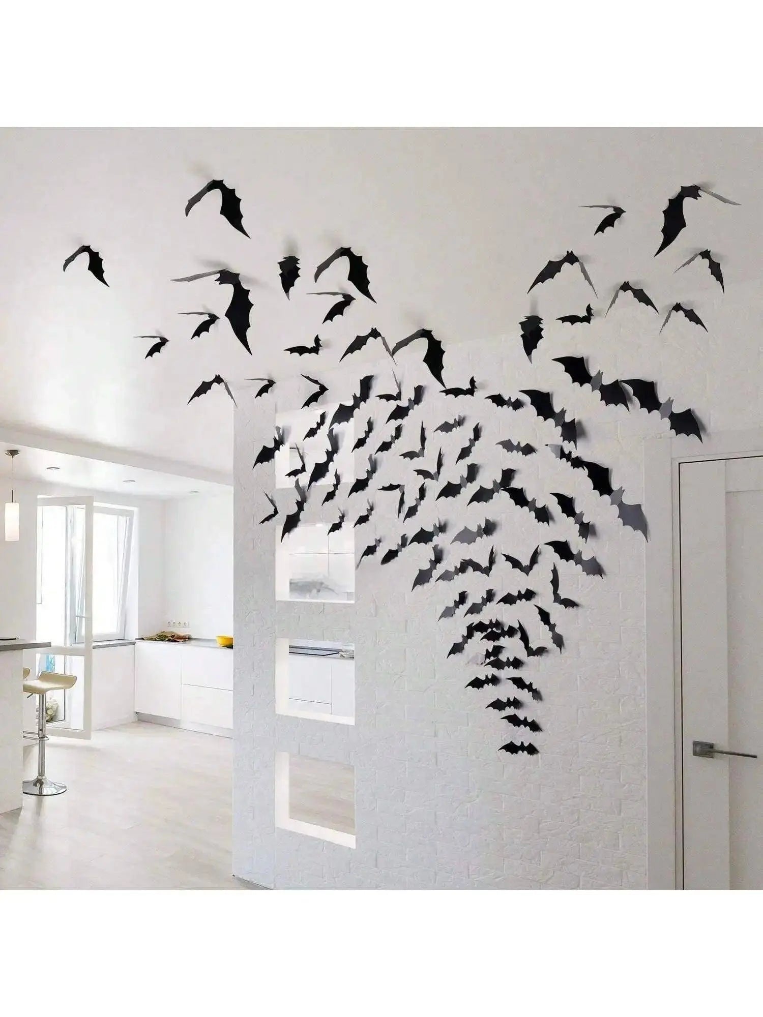 Black Bats Wall Decor Halloween Decor (60 pcs, 3D Waterproof) gadgets - Tophatter Daily Deals