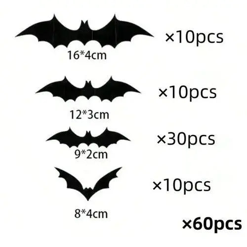 Black Bats Wall Decor Halloween Decor (60 pcs, 3D Waterproof) black gadgets - Tophatter Daily Deals