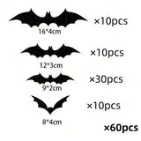 Black Bats Wall Decor Halloween Decor (60 pcs, 3D Waterproof) black gadgets - Tophatter Daily Deals