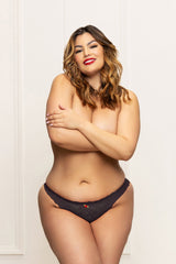 Black Lace Thong With Heart Cut Out Pearl Chain Detail Medium > Clothes > Panties - Tophatter Daily Deals