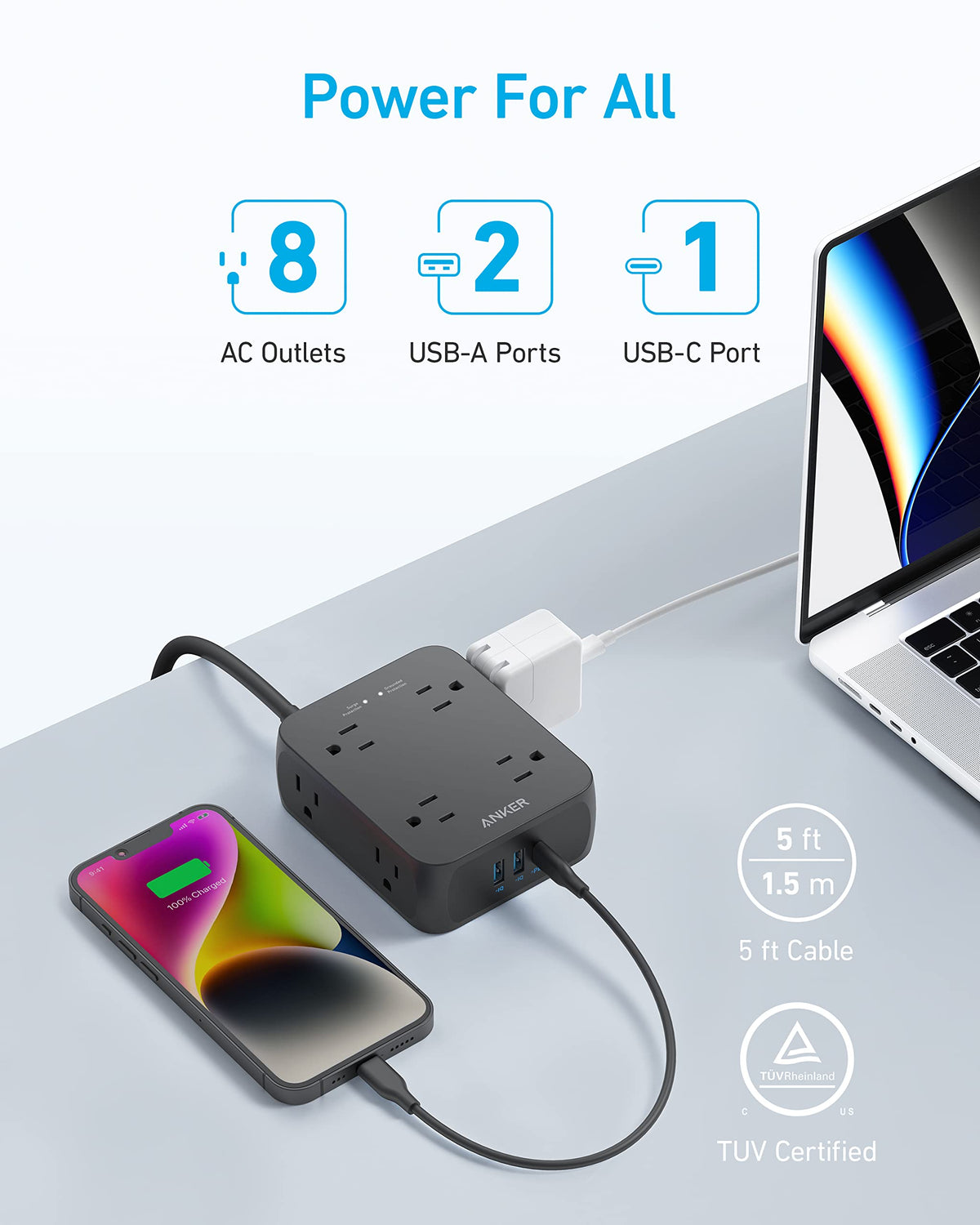 Anker 341 USB Power Strip Batteries & Power Accessories - Tophatter Daily Deals