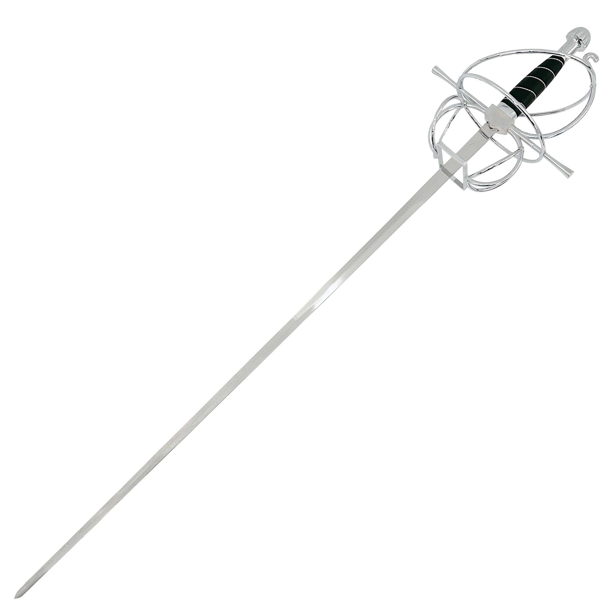 Elegant Renaissance Rapier with Black Swept Hilt and Spiral Guard Swords - Tophatter Daily Deals