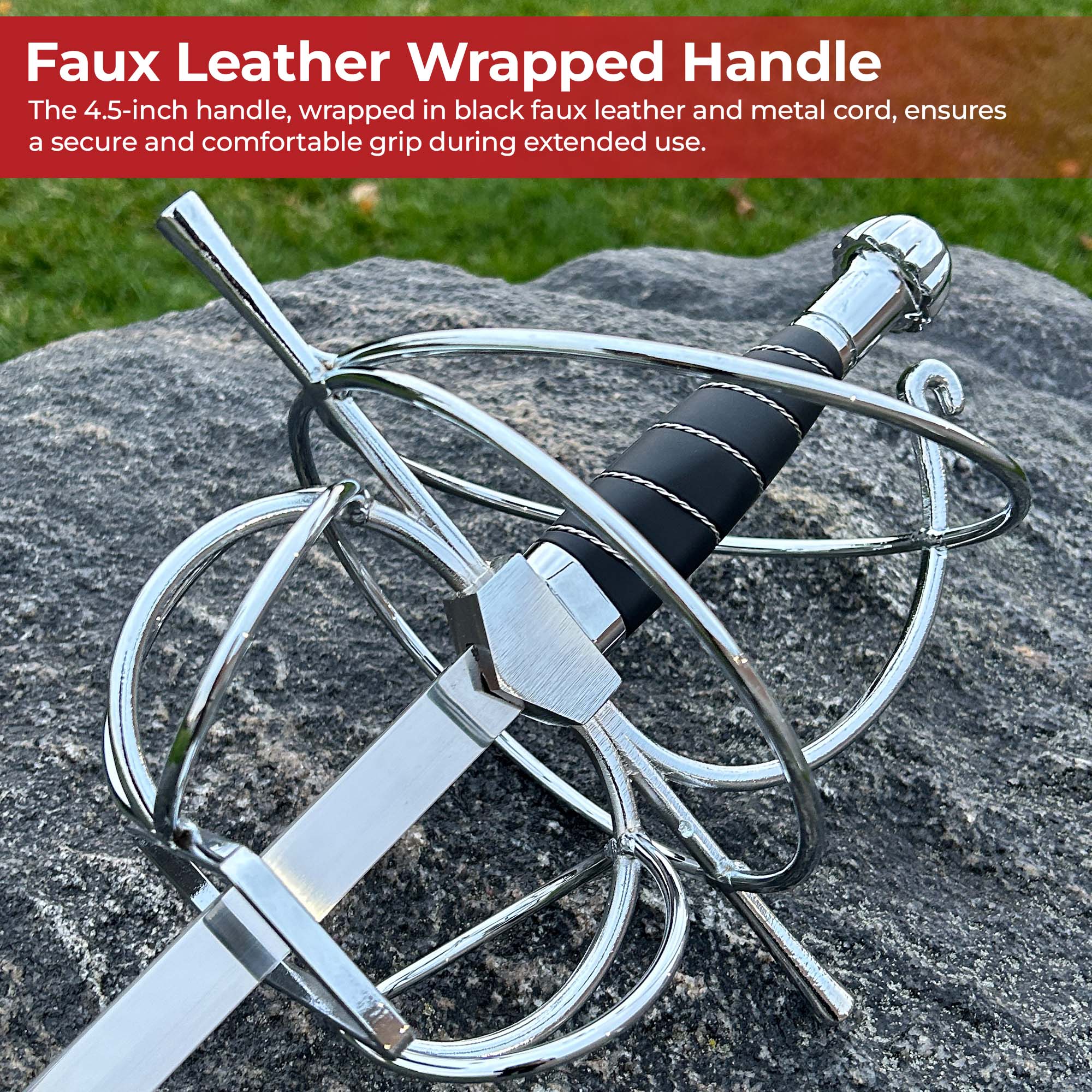 Elegant Renaissance Rapier with Black Swept Hilt and Spiral Guard Swords - Tophatter Daily Deals