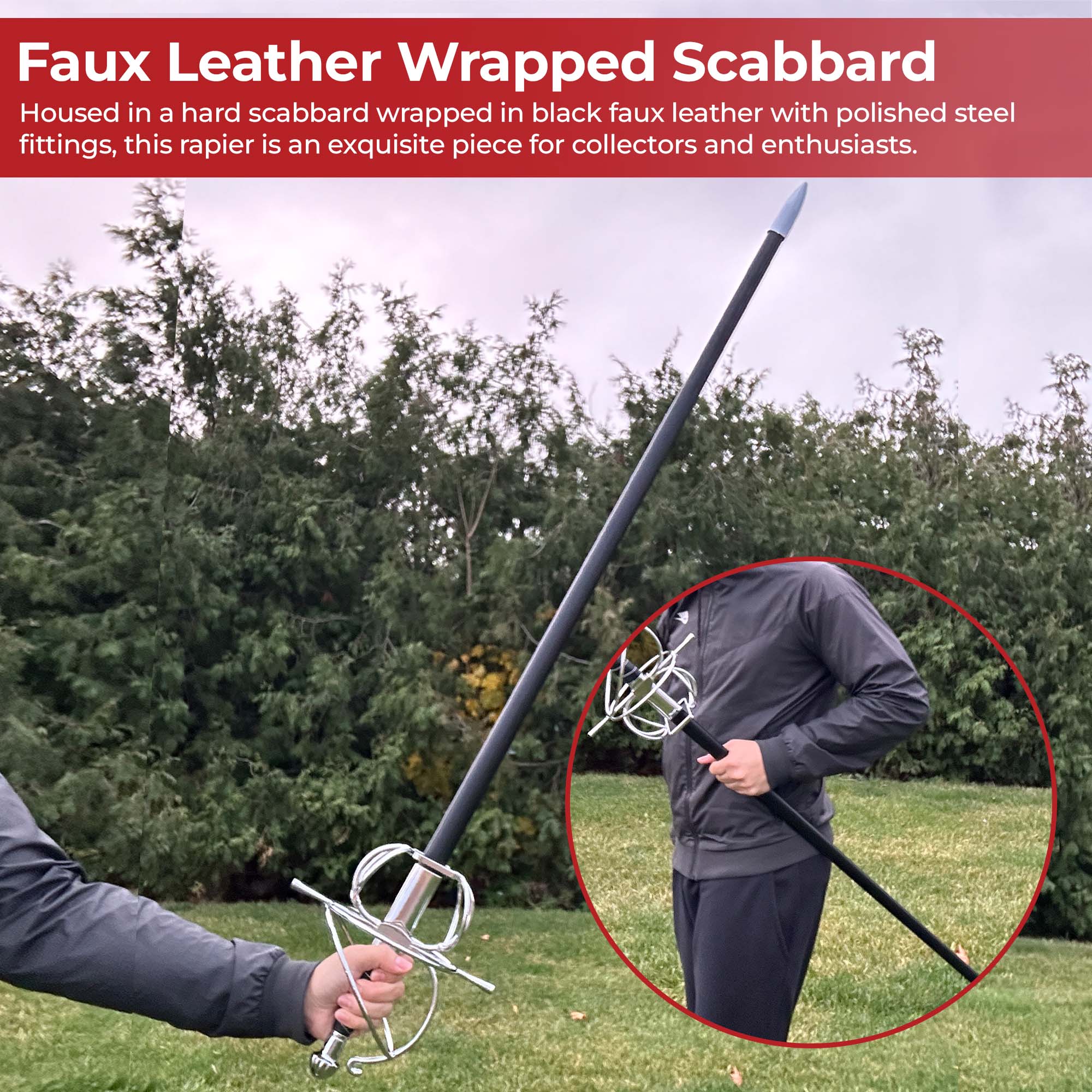 Elegant Renaissance Rapier with Black Swept Hilt and Spiral Guard Swords - Tophatter Daily Deals
