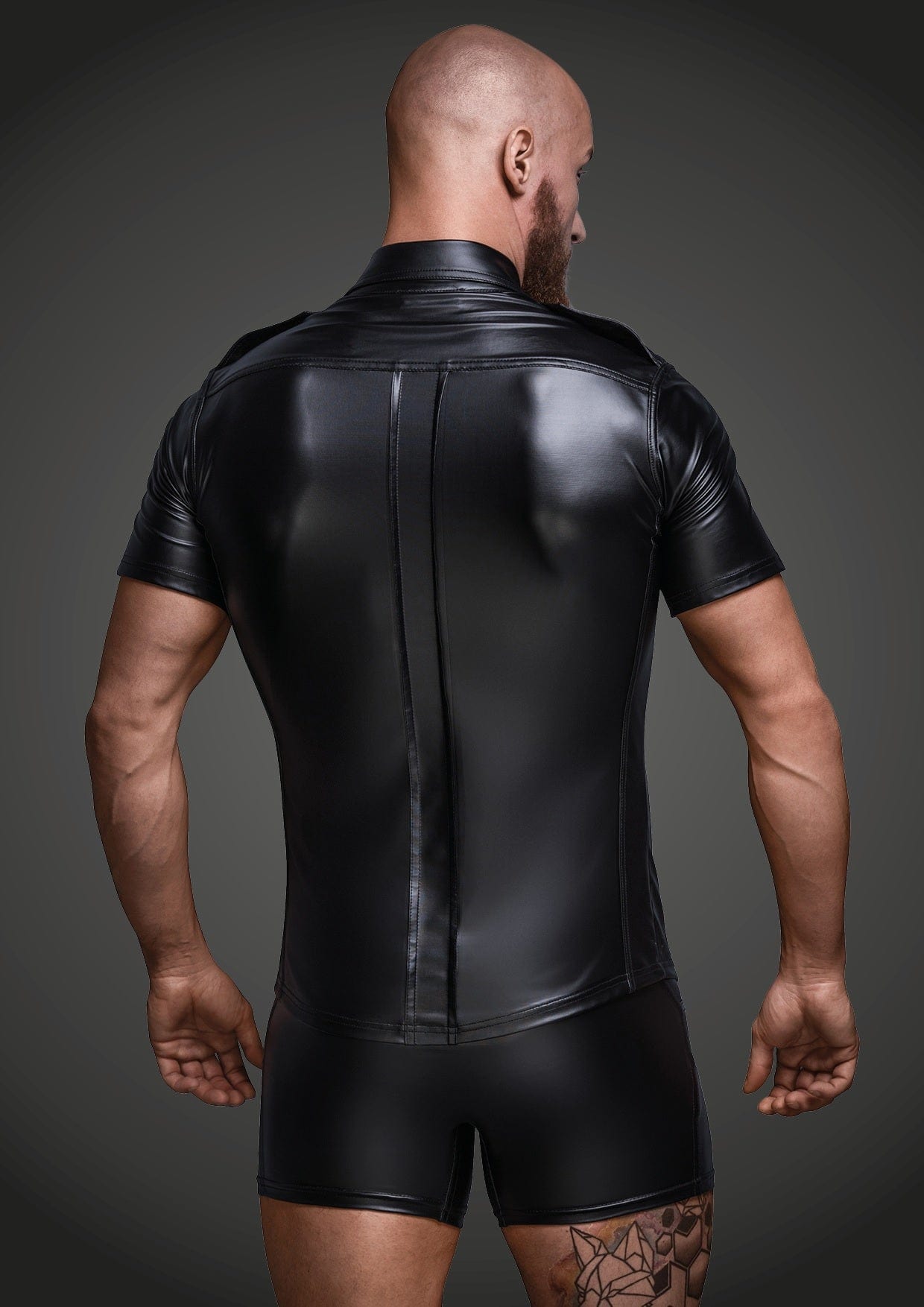 Black Wet Look Short Sleeve Shirt With Front Pockets > Clothes > Mens Latex - Tophatter Daily Deals