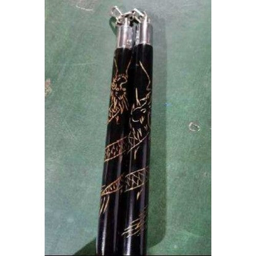 Nunchaku (Nunchuk) - Classic Dragon, Ribbed Grips (Wood) Nunchaku - Tophatter Daily Deals