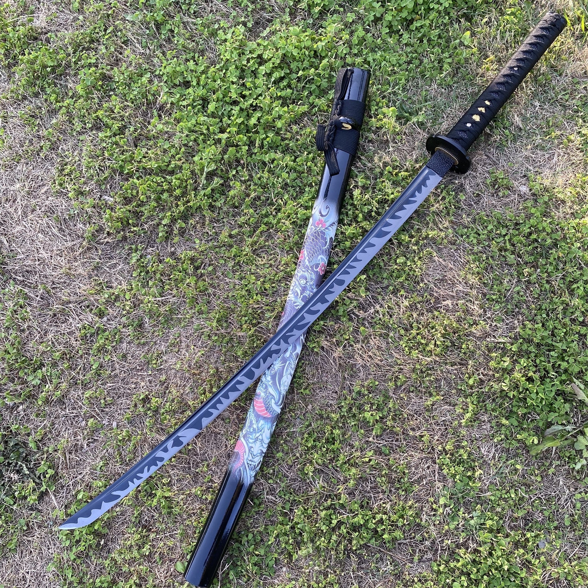 Black Dragon Katana Carbon Steel Samurai Sword - Tophatter Daily Deals