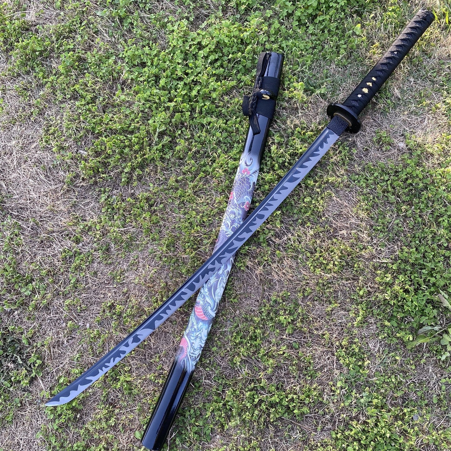 Black Dragon Katana Carbon Steel Samurai Sword - Tophatter Daily Deals