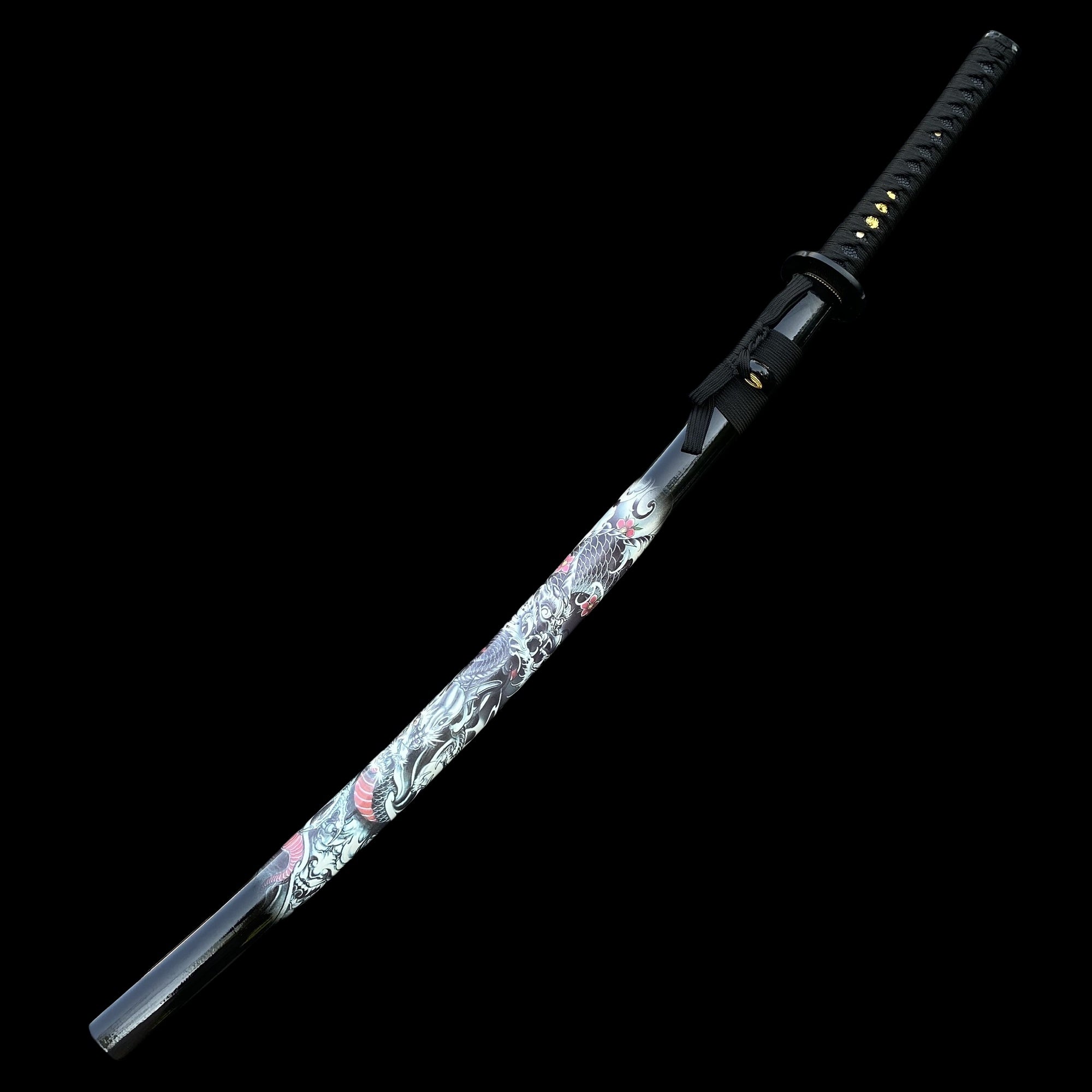 Black Dragon Katana Carbon Steel Samurai Sword - Tophatter Daily Deals