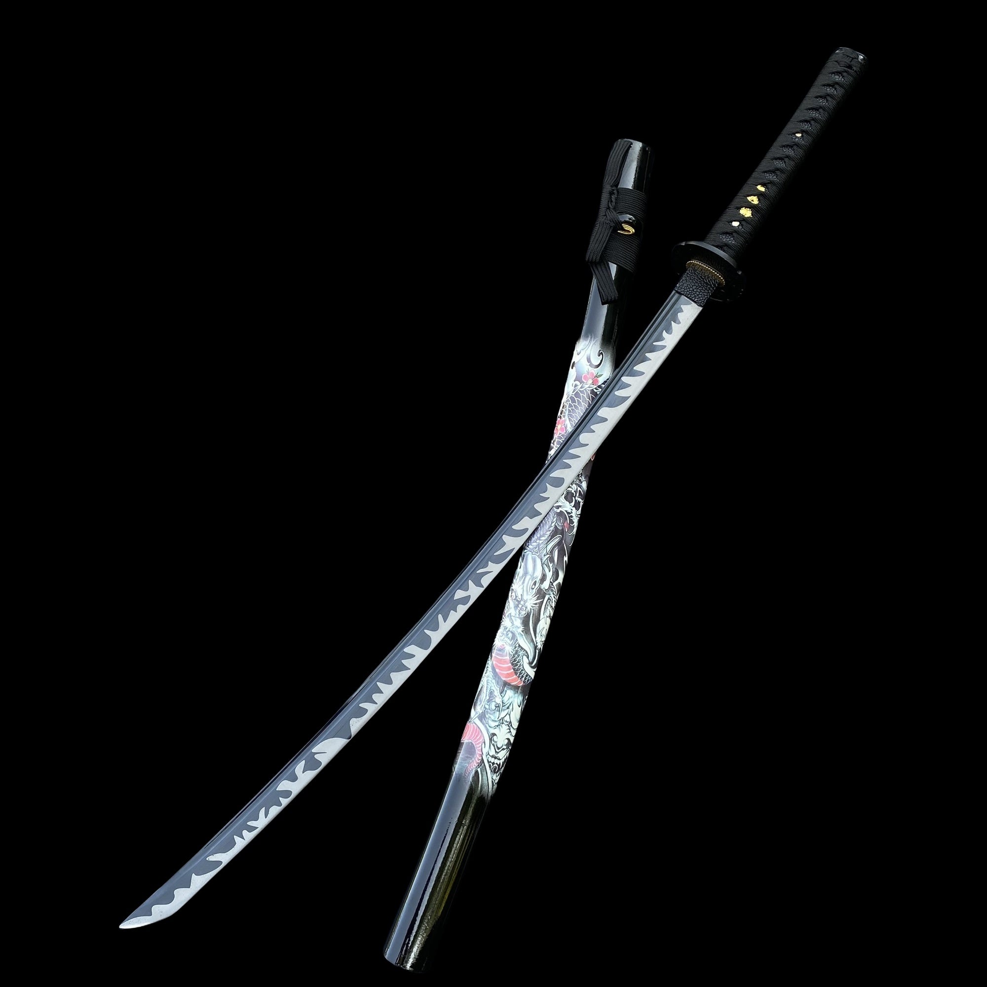 Black Dragon Katana Carbon Steel Samurai Sword - Tophatter Daily Deals