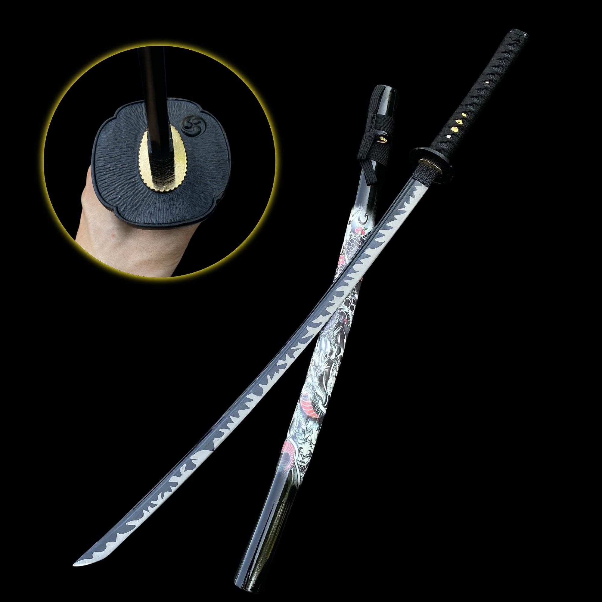 Black Dragon Katana Carbon Steel Samurai Sword - Tophatter Daily Deals