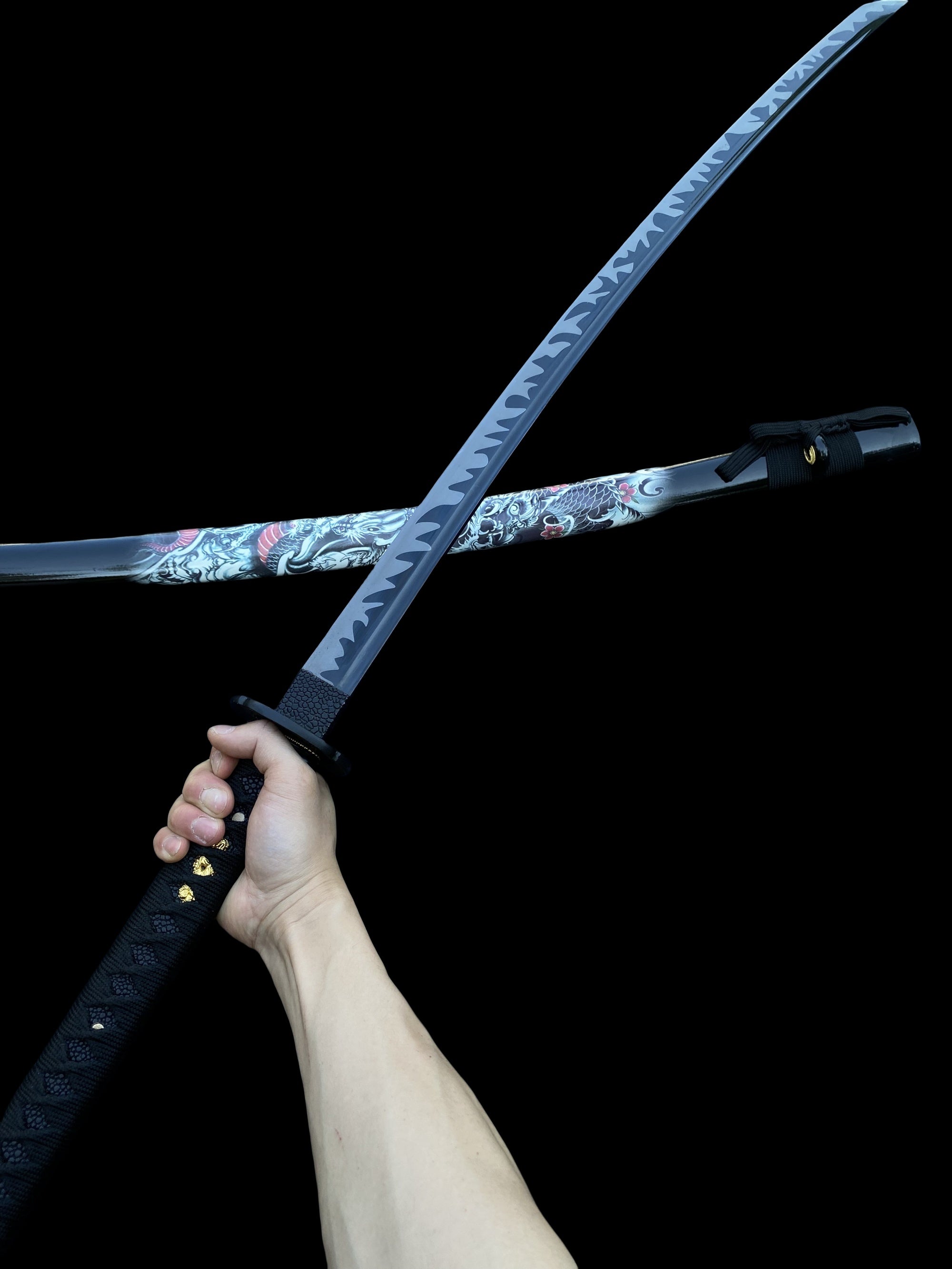 Black Dragon Katana Carbon Steel Samurai Sword - Tophatter Daily Deals