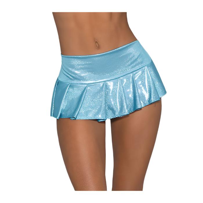 Black Light Dancewear Wide Band Blue Pleated Skirt - O/S - Tophatter Daily Deals