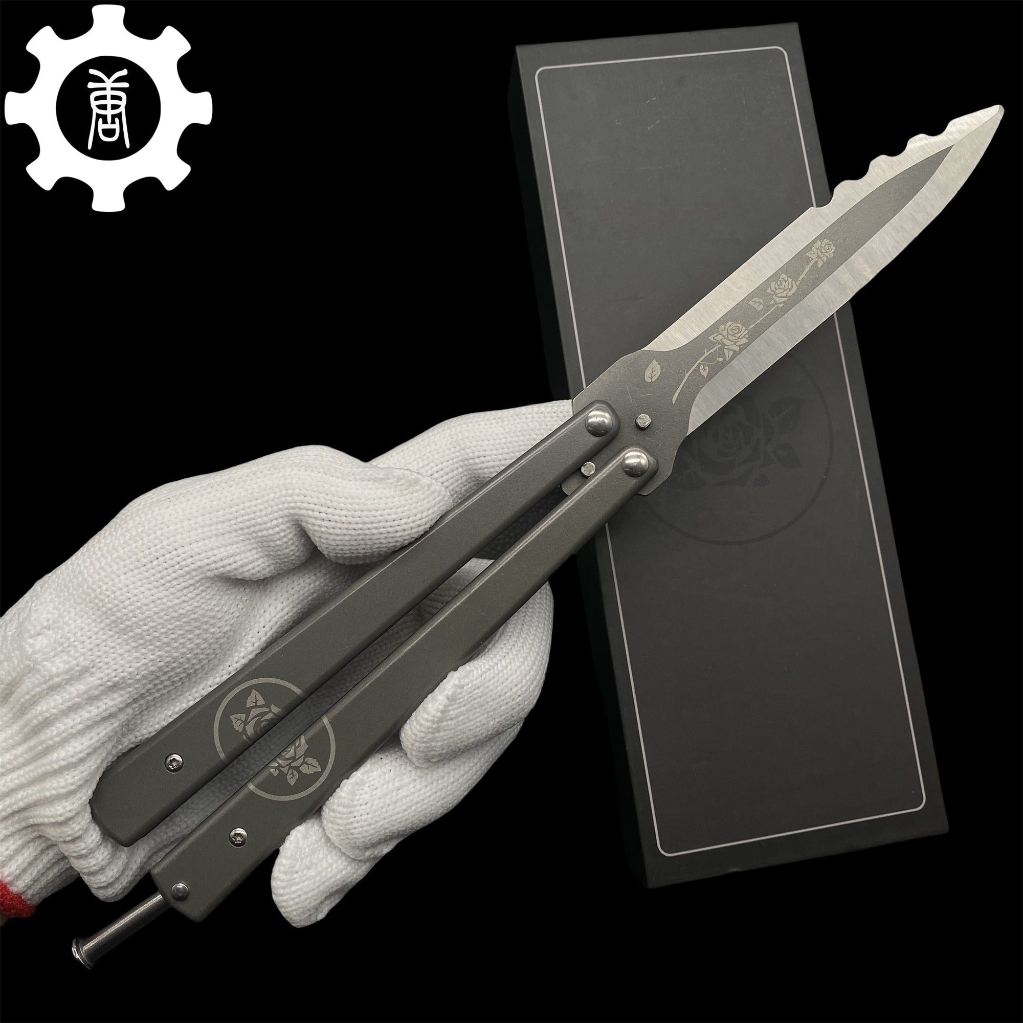 TF2 Black Rose Balisong Black Rose Butterfly Knife Replica IRL Black Knife - Tophatter Daily Deals