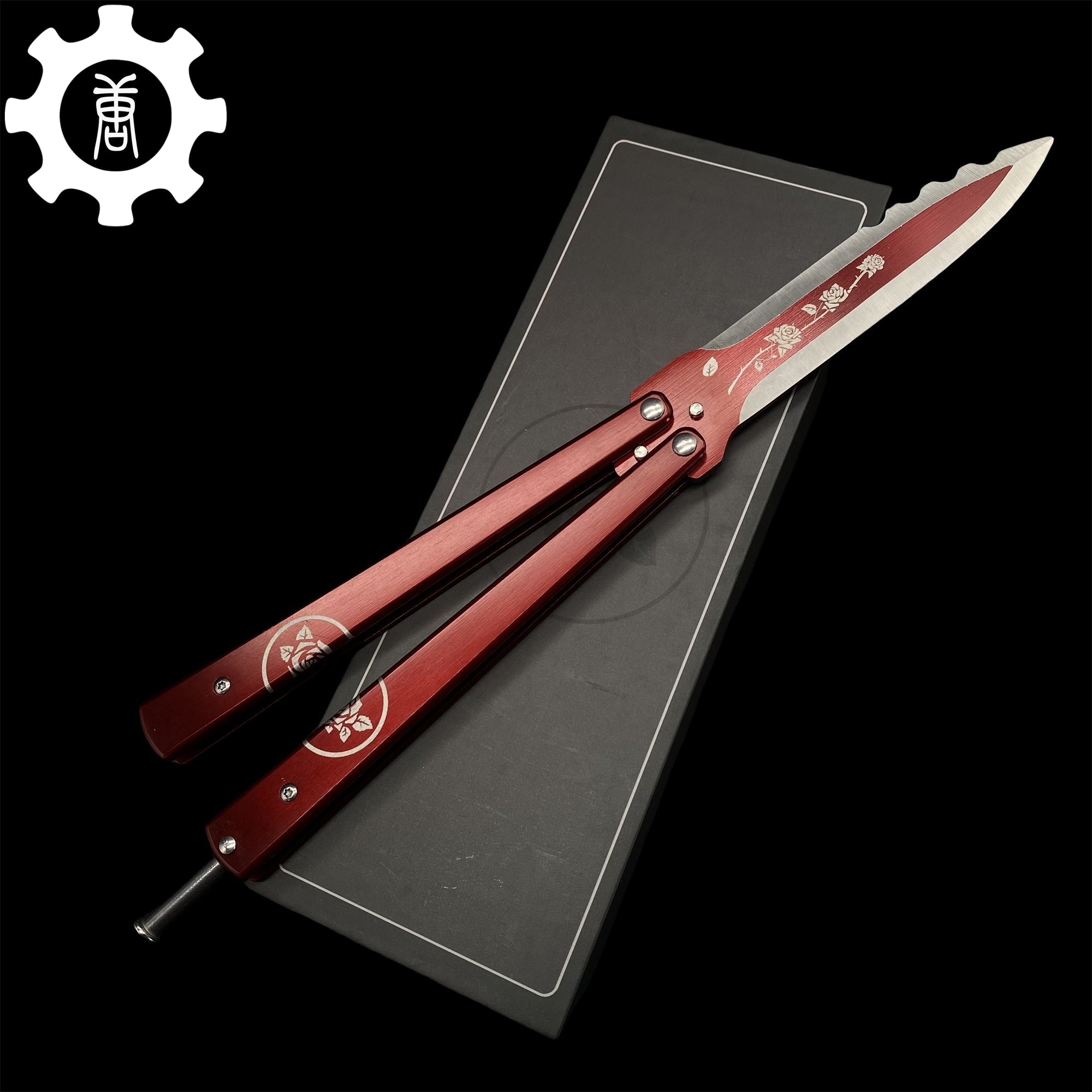 TF2 Black Rose Balisong Black Rose Butterfly Knife Replica IRL Red Knife - Tophatter Daily Deals