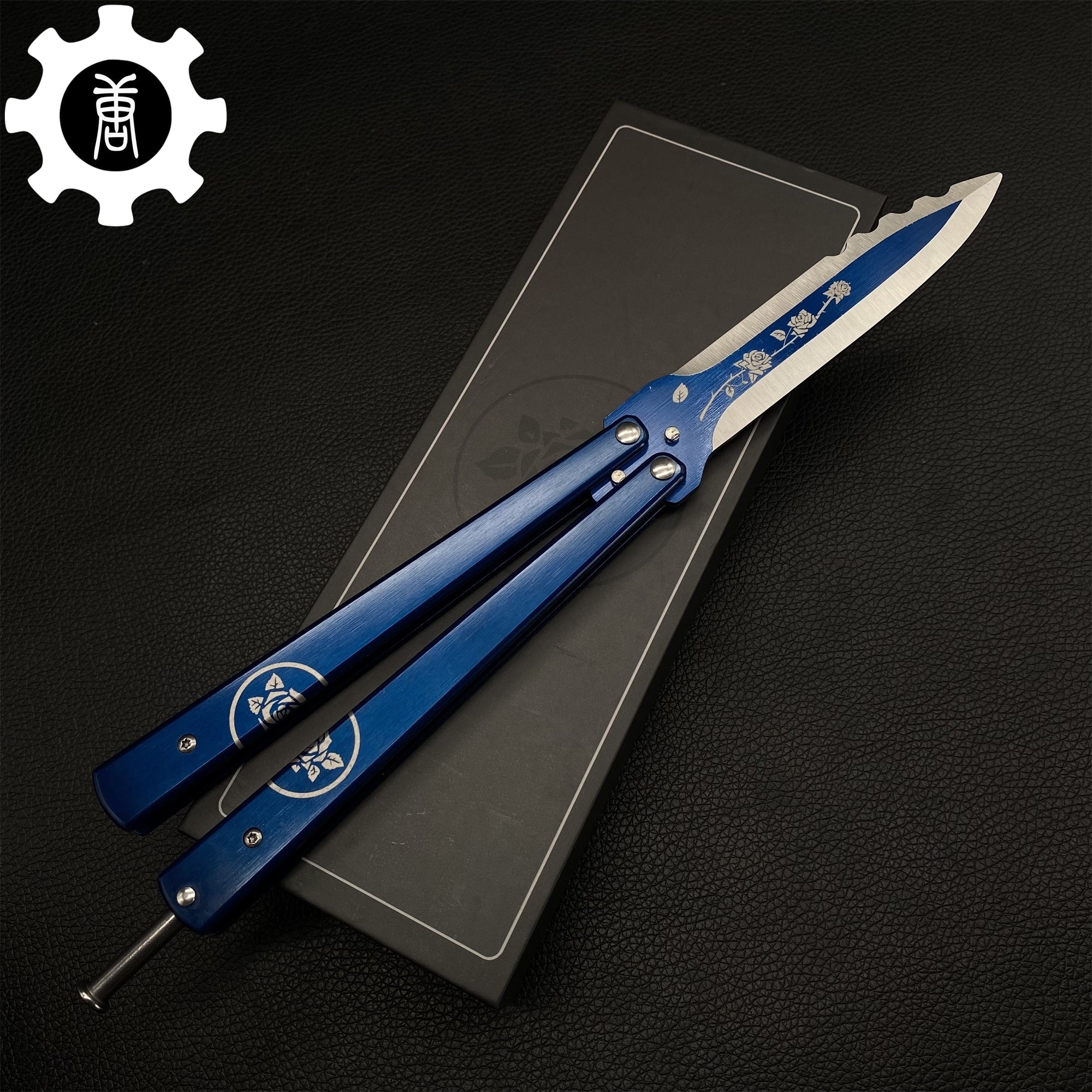 TF2 Black Rose Balisong Black Rose Butterfly Knife Replica IRL Blue Knife - Tophatter Daily Deals